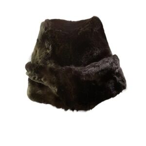 Vintage United Hatters Black Faux Fur Pinch Hat Cap Millinery USA Mens L